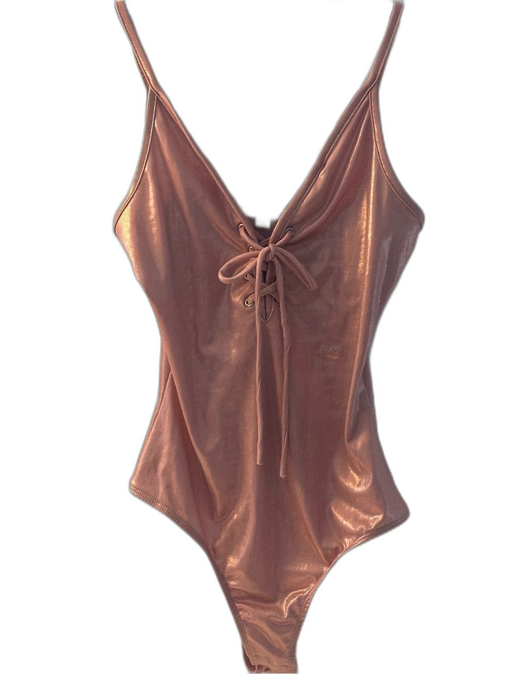 Pacsun LA Hearts Metallic Pink Lace Up Bodysuit XS Y2K Festival